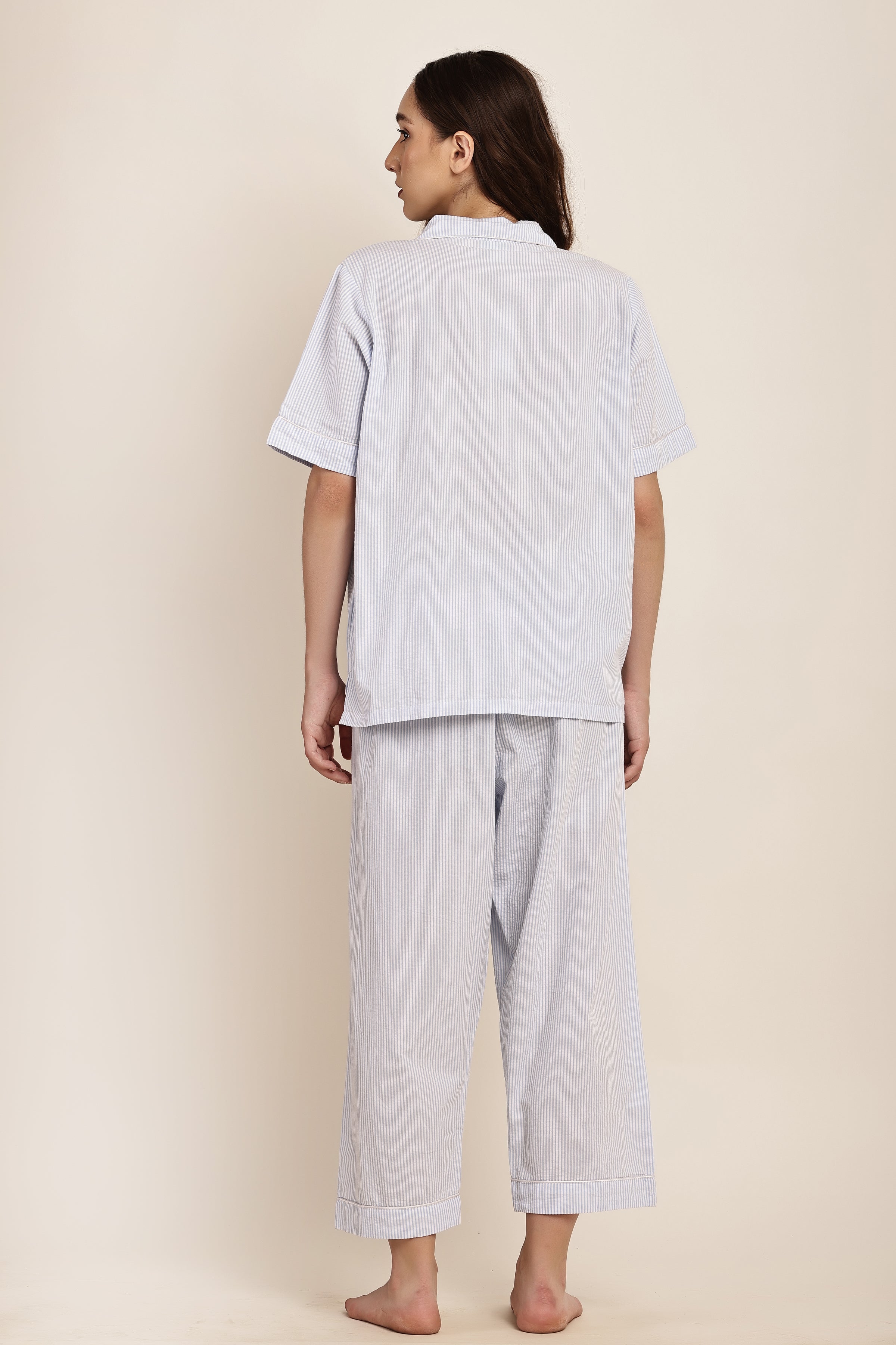 Revere Capri Pyjama Set Drift Blue Stripe