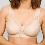 Front Close Cotton Posture Support Bra Damask Nude