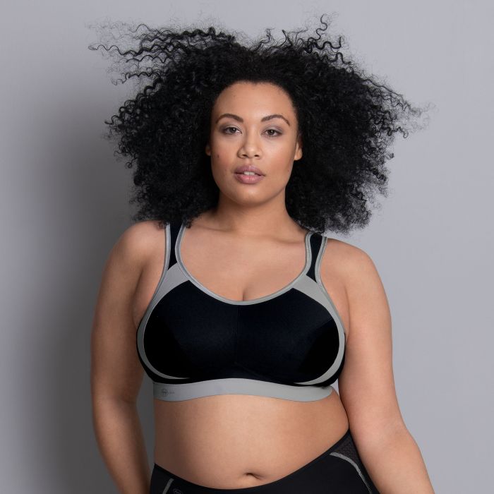 Confident model in Anita Extreme Control Sports Bra Black, showing wirefree sculpted fit and maximum support, photographed by The Foundation.
