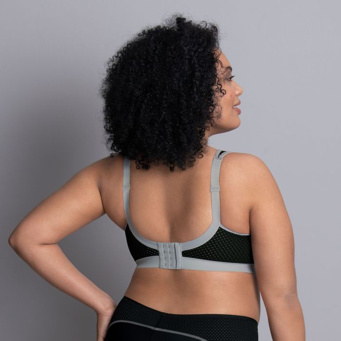 Back view of Anita Extreme Control Sports Bra Black, featuring breathable mesh and adjustable straps, available at The Foundation.