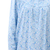 Aria Cotton Flannelette Mid Nightie Blue
