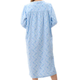 Aria Cotton Flannelette Mid Nightie Blue