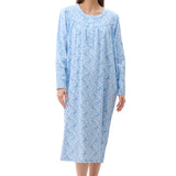 Aria Cotton Flannelette Mid Nightie Blue