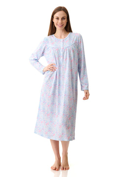 givoni poly/cotton nightgown winter cotton blend nightie. long cosy nightdress