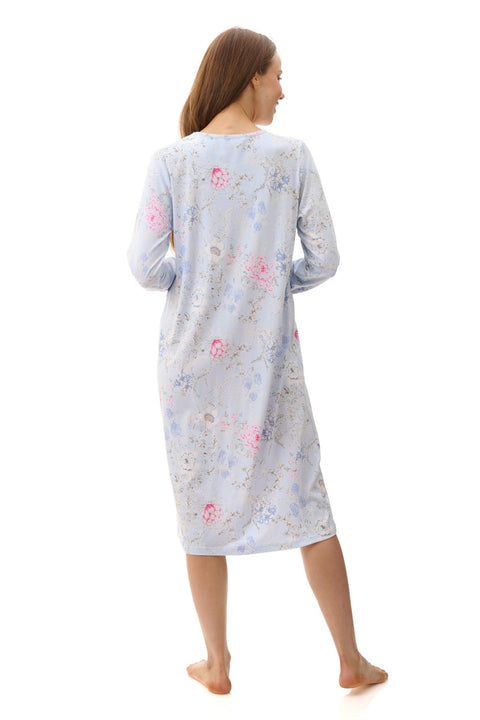 Larissa Cotton/Bamboo Knit Nightie Blue