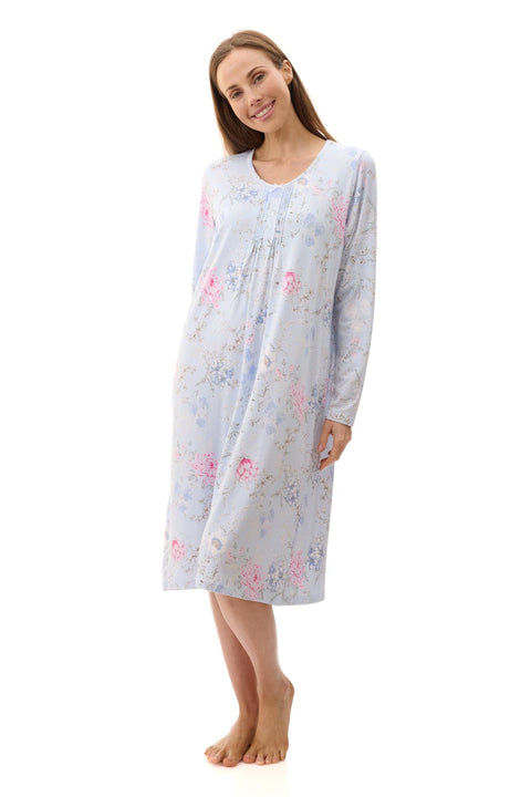 Larissa Cotton/Bamboo Knit Nightie Blue
