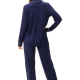 LE Slinky Knit Modal Revere PJ Set Navy