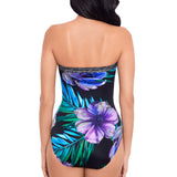 Flora Aura Avanti One Piece Bandeau Swimsuit Black Multi