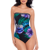Flora Aura Avanti One Piece Bandeau Swimsuit Black Multi