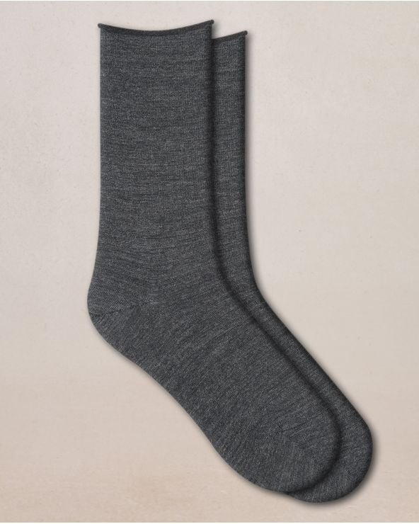 Wool Cotton Doubleface Socks Short Anthracite