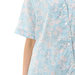 Close-up of Givoni Cora Capri Pyjama in cotton, featuring self-fabric piping, button front, and soft elastic drawstring waist.