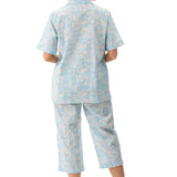 Back view of Givoni Cora Capri Pyjama in cotton, highlighting relaxed fit and smooth back finish of top and pants.