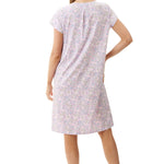Back view of Givoni Hope Short Sleeve Nightie in pink floral bamboo blend, highlighting relaxed fit and smooth back.