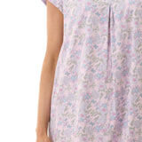 Close-up of Givoni Hope Short Sleeve Nightie in pink floral bamboo blend, showing inverted pleat detail and floral print.