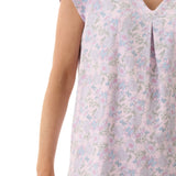 Close-up of Givoni Hope Capri Pyjama in pink floral bamboo blend, showing floral print, V-neckline, and side pocket detail.