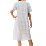 Back view of Givoni Ivy Short Sleeve Nightie in floral cotton jersey, highlighting relaxed fit and smooth back design.