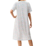 Back view of Givoni Ivy Short Sleeve Nightie in floral cotton jersey, highlighting relaxed fit and smooth back design.