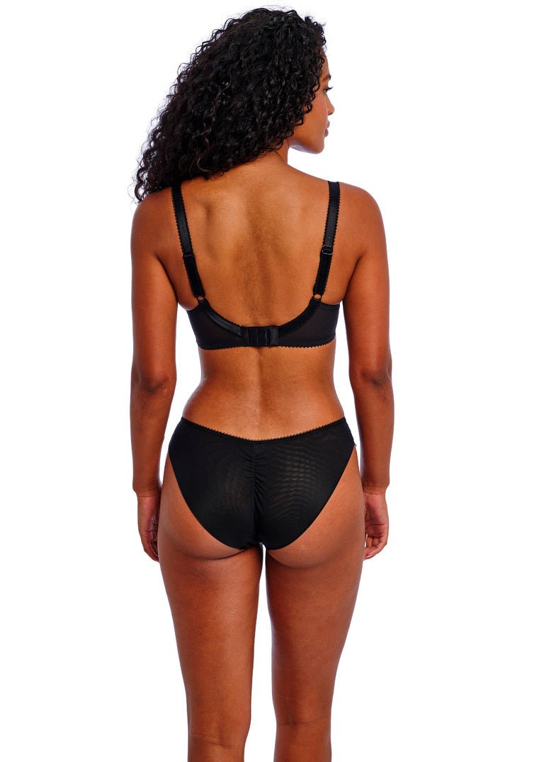 Back view of Freya Loveland Brief Bombshell Black, gathered back seam for shaping, invisible under clothing.