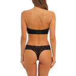 Back view of Halo Lace Strapless Bra Black, showing adjustable, detachable straps and supportive band