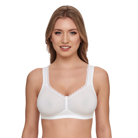 Susa Wirefree Cotton Comfort Bra White