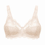 Flat lay Susa Latina Soft Bra Pure Beige from The Foundation – non-wired cotton-lined bra with lace detail and supportive stitched cups.