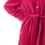 Polar Fleece Mid Belted Button Gown Magenta