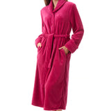 Polar Fleece Mid Belted Button Gown Magenta