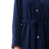 Polar Fleece Mid Belted Button Gown Navy