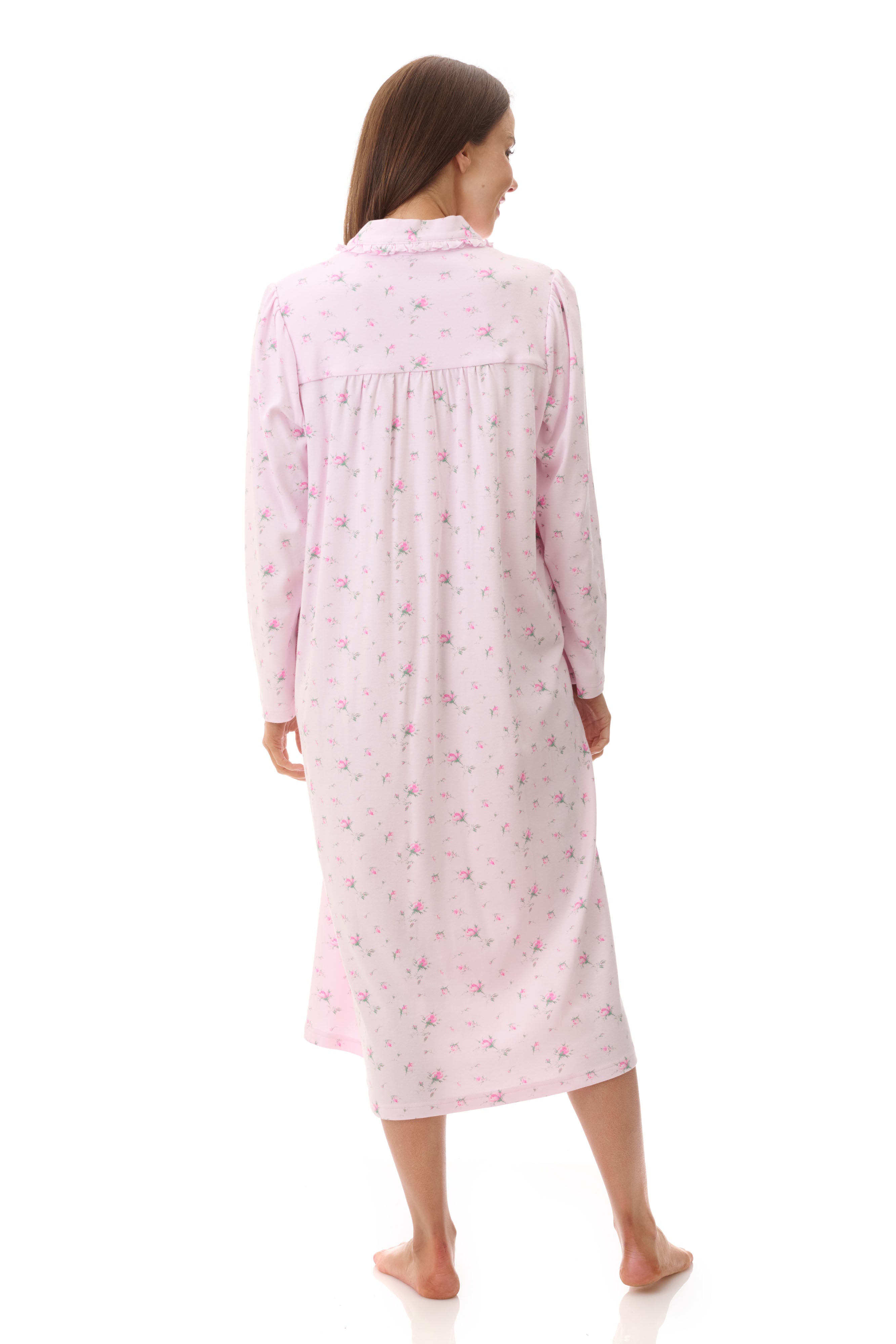 Yana Cosy Cotton Mid Length Nightie Pink
