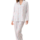 Vicky Cotton Knit Revere PJ Set Ivory Multi