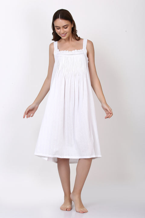 Hamptons Pintuck Strappy Nightie White