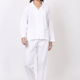 Hamptons Longsleeve PJ Set White Self Stripe