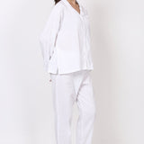 Hamptons Longsleeve PJ Set White Self Stripe