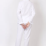 Hamptons Longsleeve PJ Set White Self Stripe