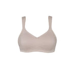 Nizza Cotton Wirefree Minimizer Bra in Sand – seamless, non-wired support with sustainable lace flat lay