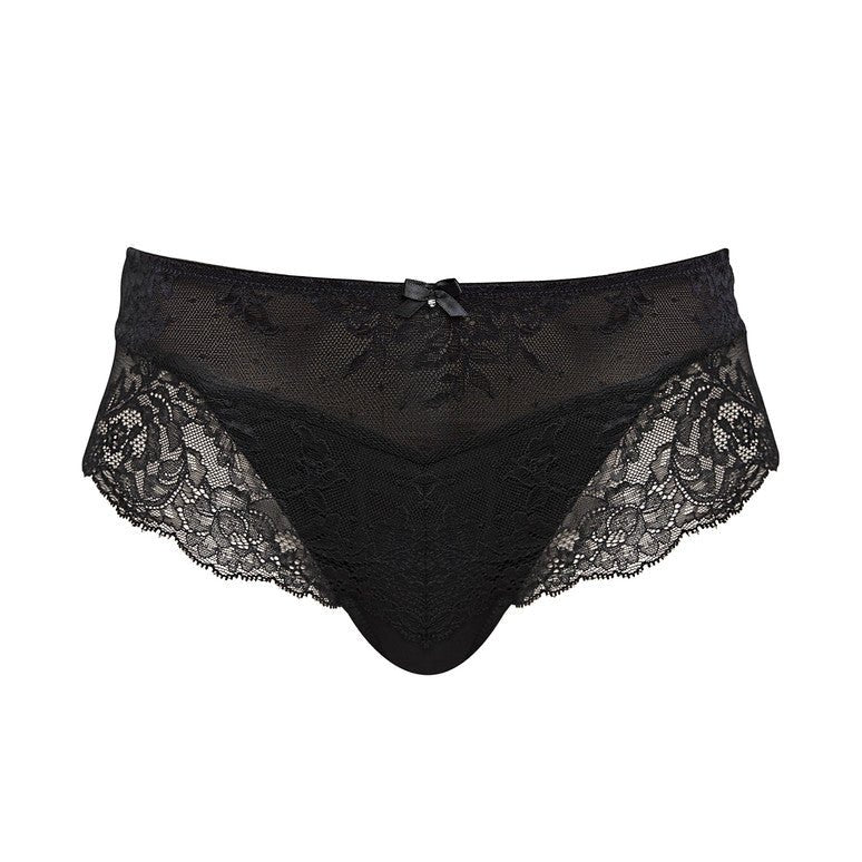 Flat lay of Ana Brief Black showcasing lace front and comfortable silhouette.