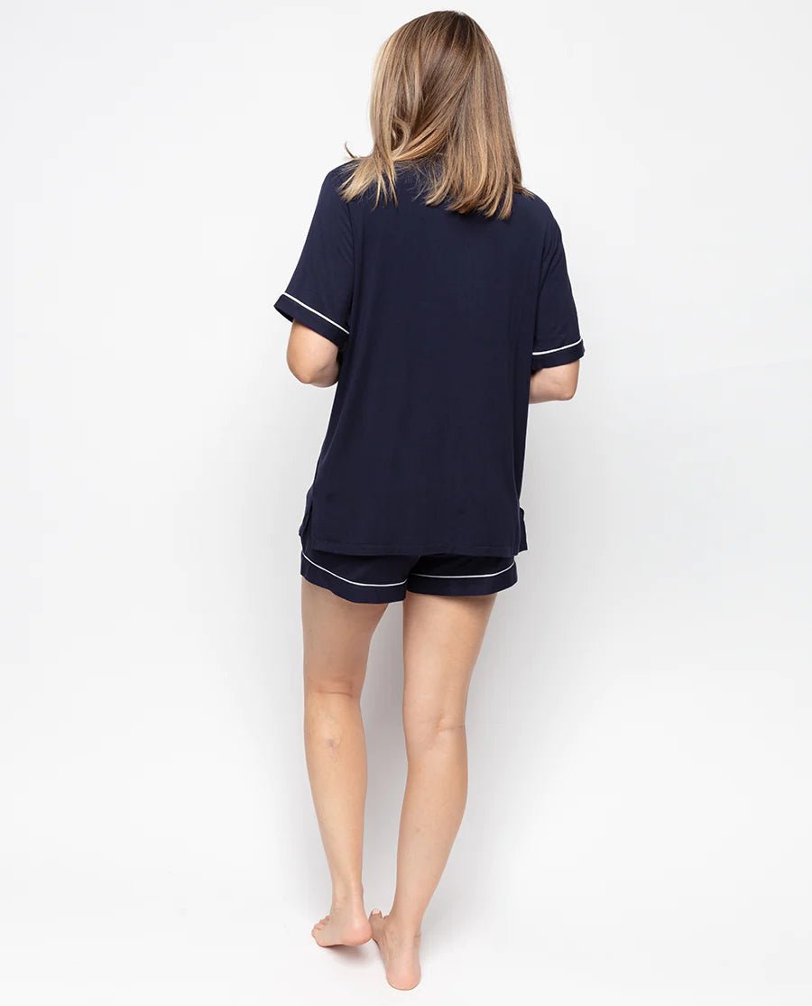 Back view of the jersey shorty set showing elasticated waistband and comfortable rear fit.