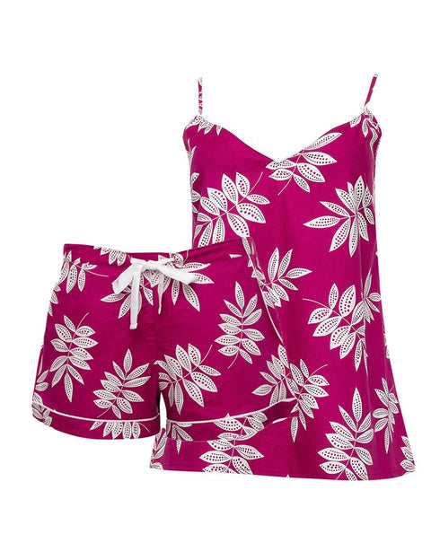 Berry Leaf Print Cami & Short Set