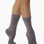 The Foundation’s brushed bamboo bed socks in grey—ultra-soft, breathable, and perfect for all-day comfort and cosy winter lounging.