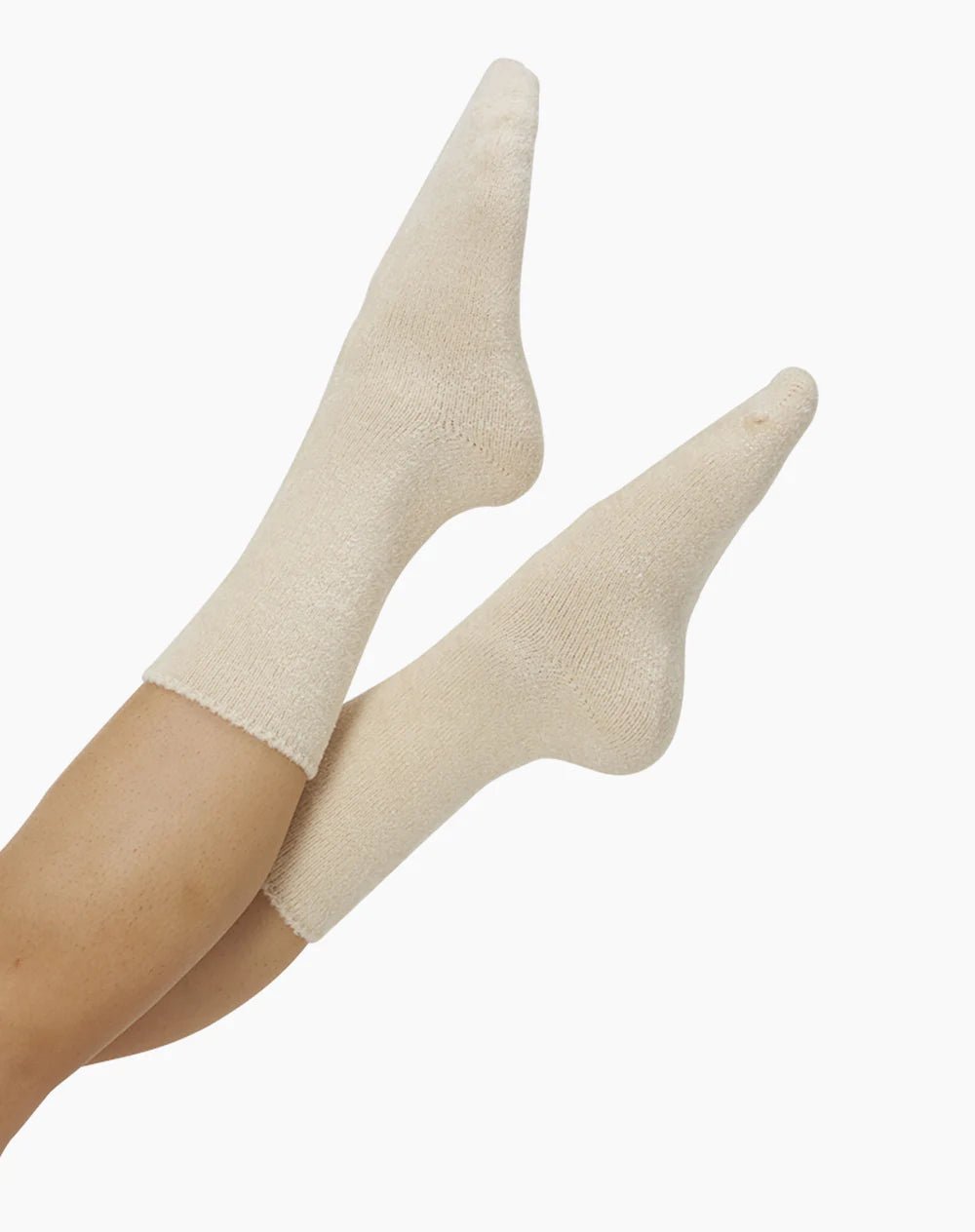 The Foundation’s brushed bamboo bed socks in natural—super soft and breathable bamboo blend for cosy, all-day comfort and winter warmth.