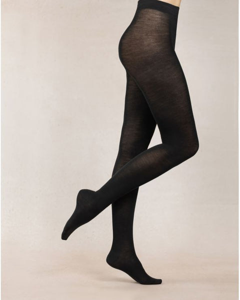 Wool Tights with Cotton Lining Black