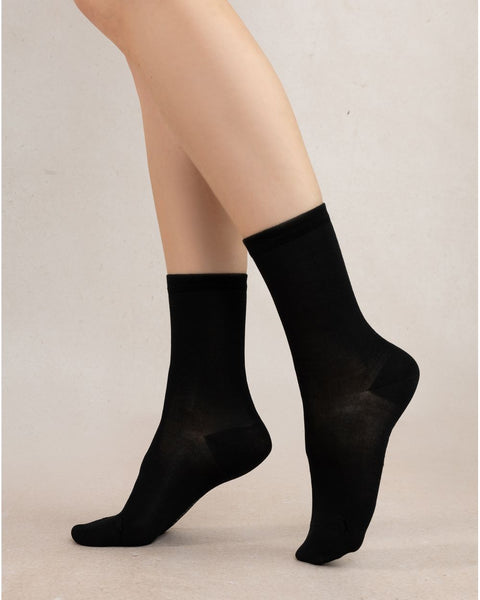 Solid Silk Socks Mid Length Noir / Black
