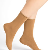 Wool Cotton Doubleface Socks Short Fauve