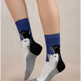 Cotton Cats Pattern Socks Bleu Lapis