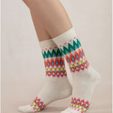Wool Cashmere Jacquard Socks Ecru