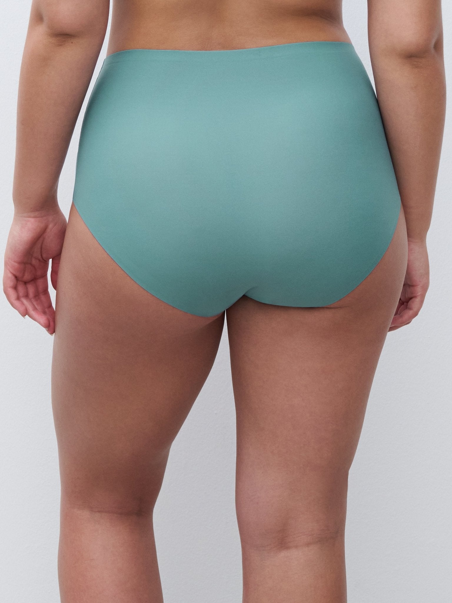 SoftStretch Full Brief in Peacock Green by Chantelle, XL–4XL seamless high-rise design with full bottom coverage – available at The Foundation.