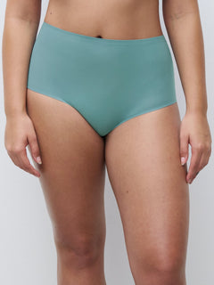SoftStretch Full Brief in Peacock Green by Chantelle, XL–4XL seamless high-rise design with full bottom coverage – available at The Foundation.