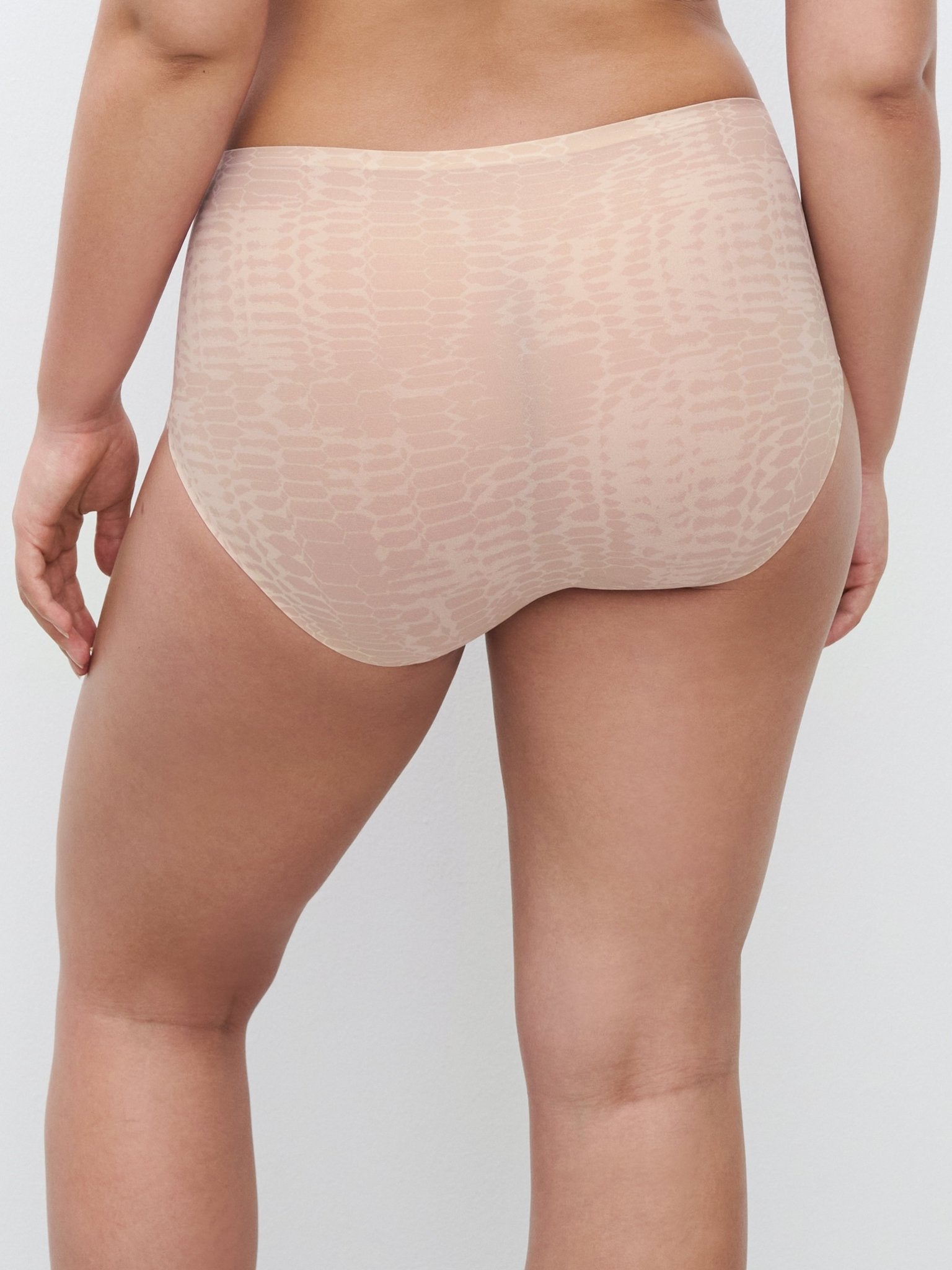 Nude colour snake print underpants for women high waist full bottom coverage