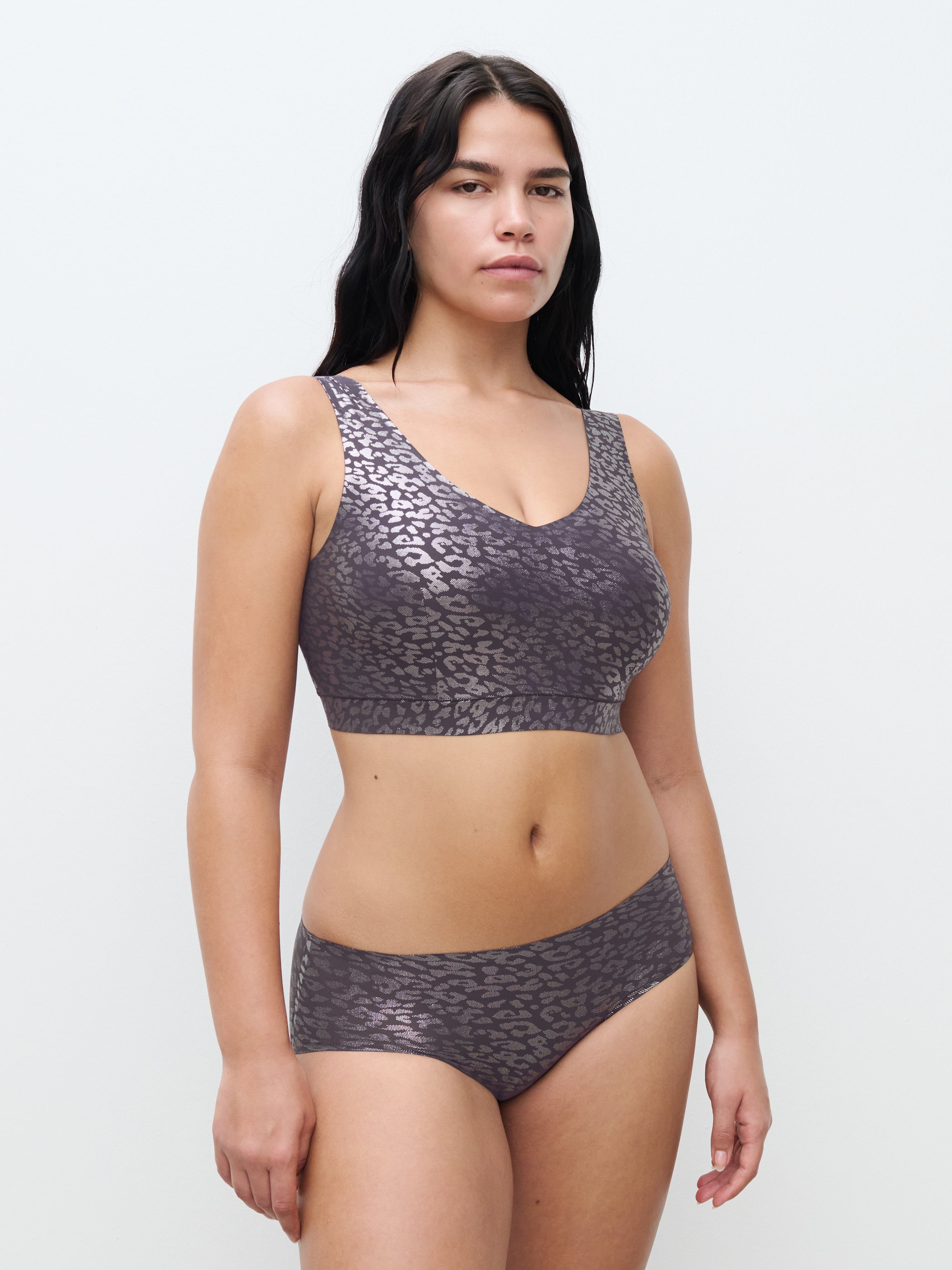 Soft Stretch Padded Top Ink Shimmer Print