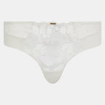 Chantelle Fleurs Signature Shorty Brief in Satin Milk, luxurious ivory lace and satin, French designer lingerie.
